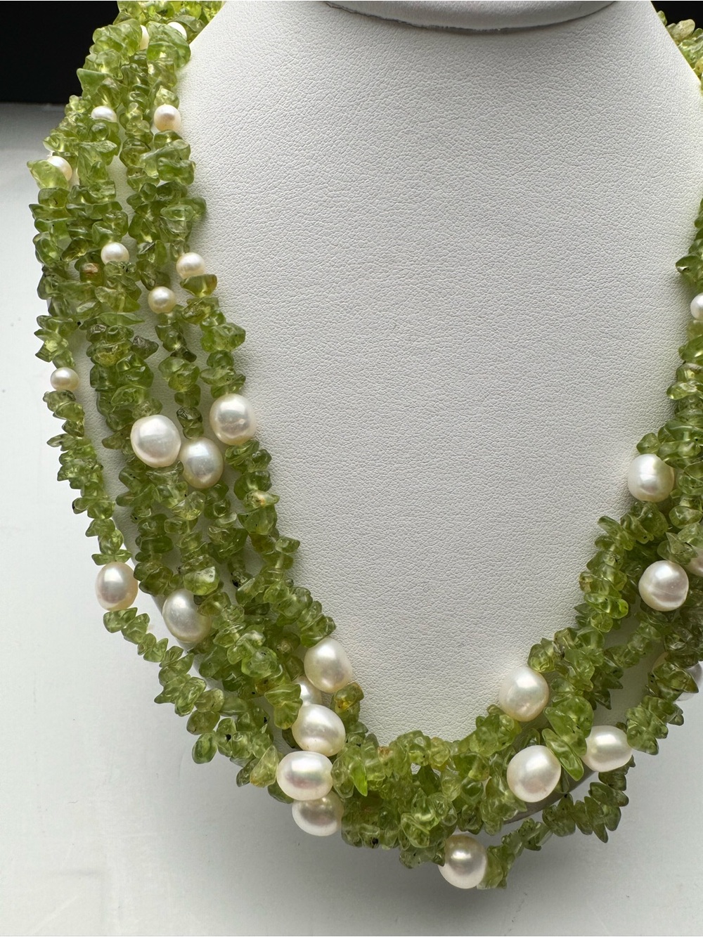 Peridot and Pearl Multi-Strand Necklace - Picture 3 of 11